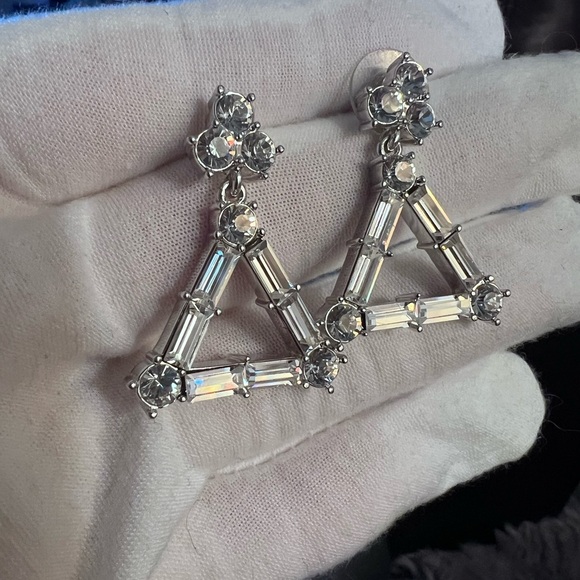 Nolan Miller Vintage Vintage Rhinestone Triangle Drop Dangle Earrings Signed - Picture 4 of 6